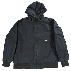 Lee Workwear Black Hooded Jacket Sherpa Lined Heavy Duty Zip Up Men L